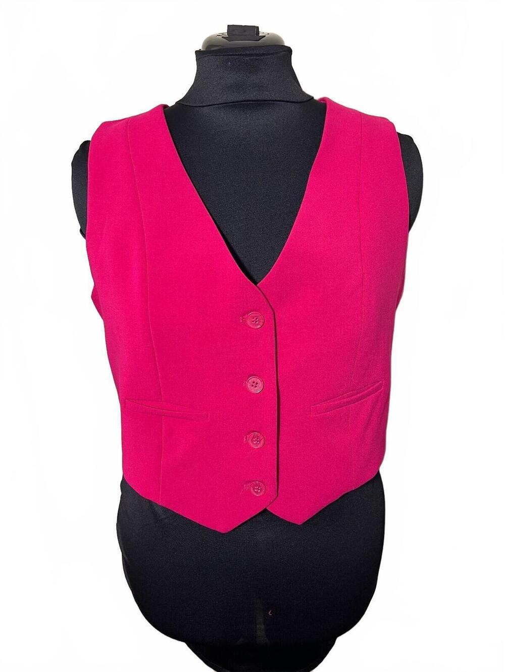 Christian Lacroix Women's Pink Button-Up Vest Size L
